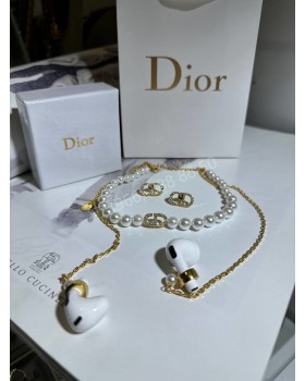 Бусы Dior с цепочкой для наушников