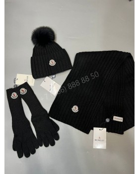 Комплект Moncler (шапка + шарф + перчатки)