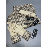 Комплект CHANEL (шапка + шарф + перчатки)