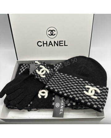 Комплект CHANEL (шапка + шарф + перчатки)