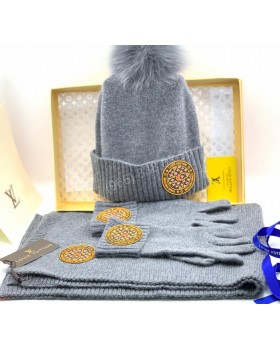 Комплект Louis Vuitton (шапка + шарф + перчатки)