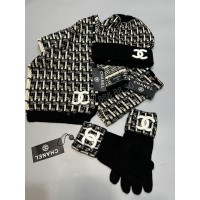 Комплект CHANEL (шапка + шарф + перчатки)