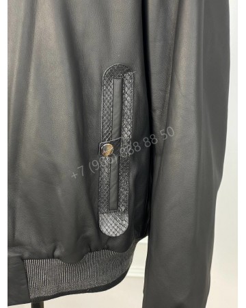 Кожаная куртка Loro Piana со вставками из кожи питона
