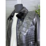 Комбинированная куртка Stefano Ricci со вставками из кожи крокодила и съемным воротником