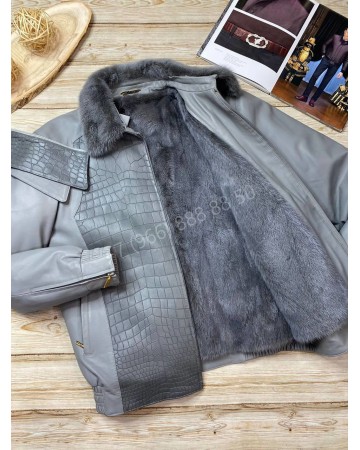 Куртка Zilli из кожи крокодила со съемным норковым подкладом