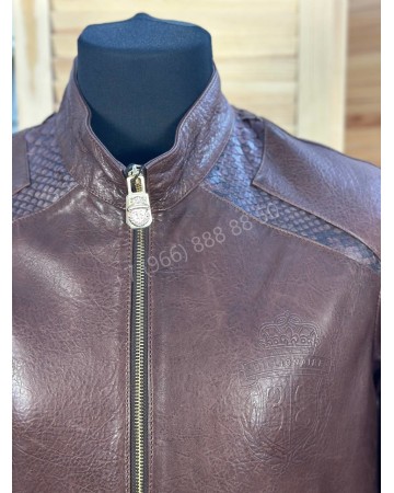 Кожаная куртка Billionaire со вставками из кожи питона
