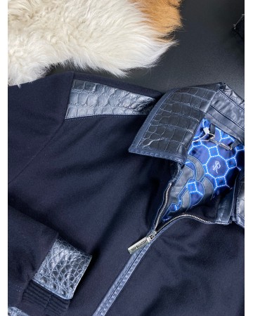 Кашемировая куртка Stefano Ricci со вставками из натуральной кожи крокодила