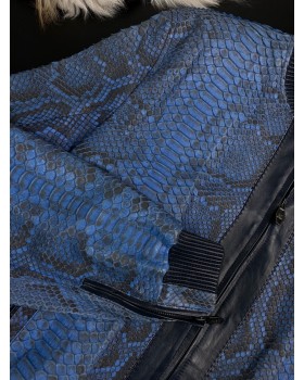 Куртка Angelo Galasso из кожи питона синего цвета-foto2