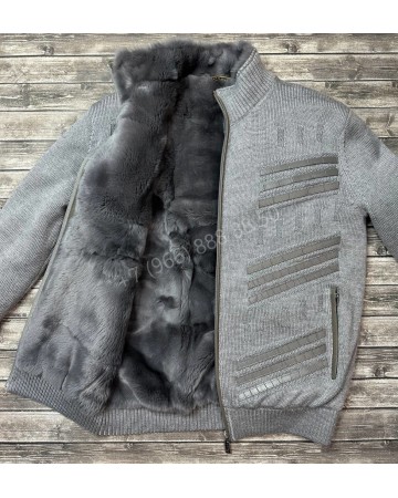 Куртка с мехом Zilli со вставками из кожи крокодила