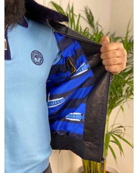 Куртка из кожи синего цвета со вставками из крокодила Stefano Ricci-foto7