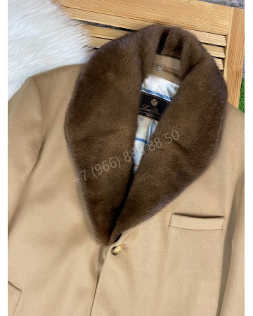 Кашемировое пальто Loro Piana с воротником из норки