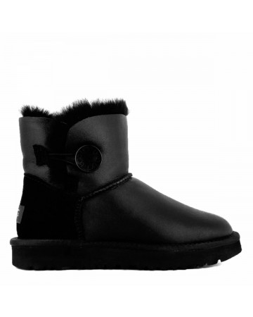 Угги UGG Mini Bailey Button Metallic Black